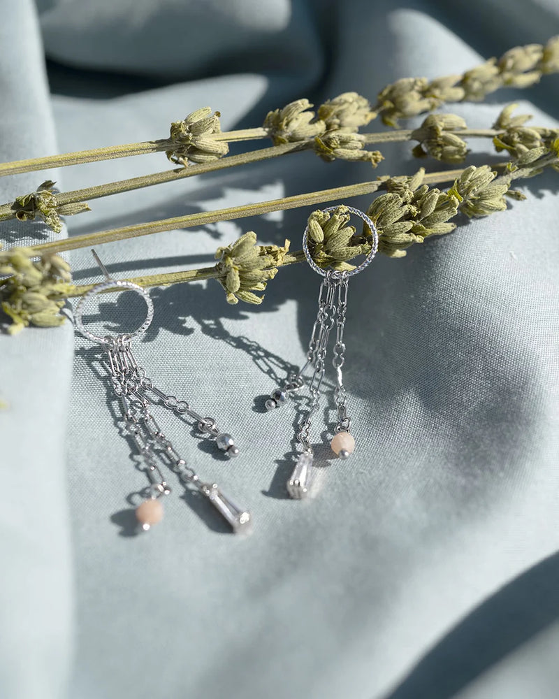 CHARLIE | SILVER HOOP & STONES EARRINGS