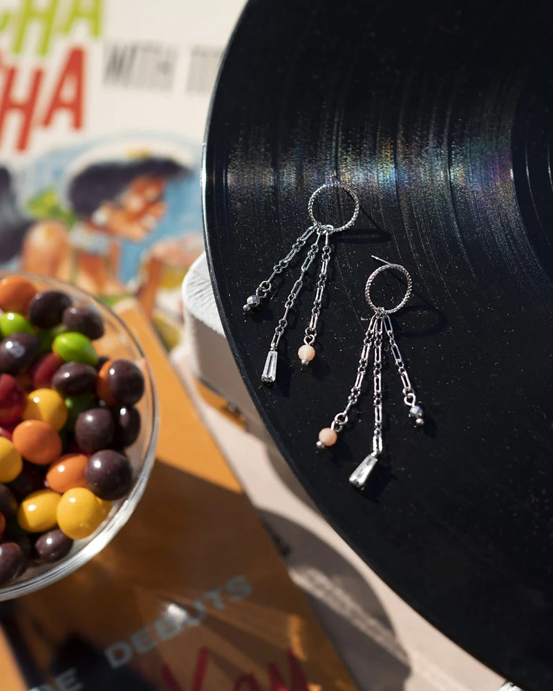 CHARLIE | SILVER HOOP & STONES EARRINGS