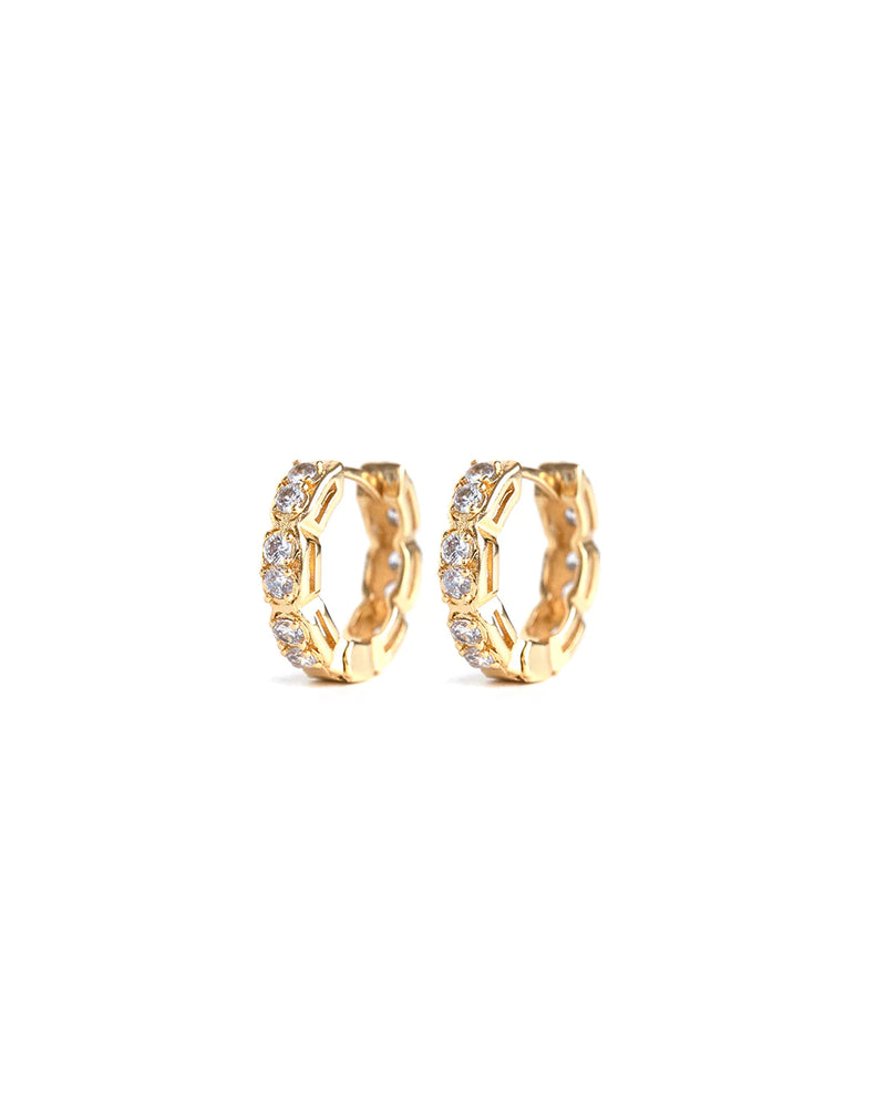 CRUZ | GOLD CRYSTAL HOOP EARRINGS