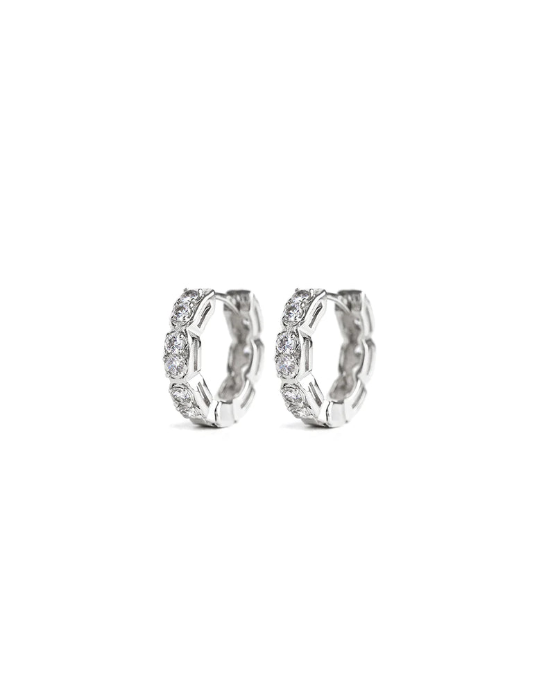 CRUZ | SILVER CRYSTAL HOOP EARRINGS