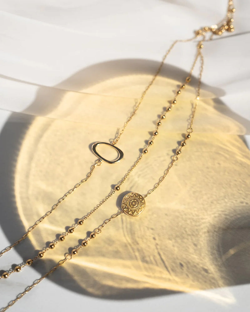 HELIOS | GOLD LAYERED BEADS & MEDALLIONS NECKLACE
