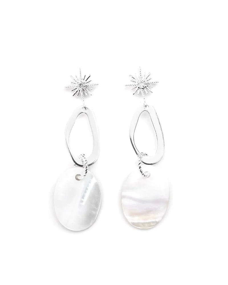 MILKY | SILVER STARBURST PENDANT EARRINGS