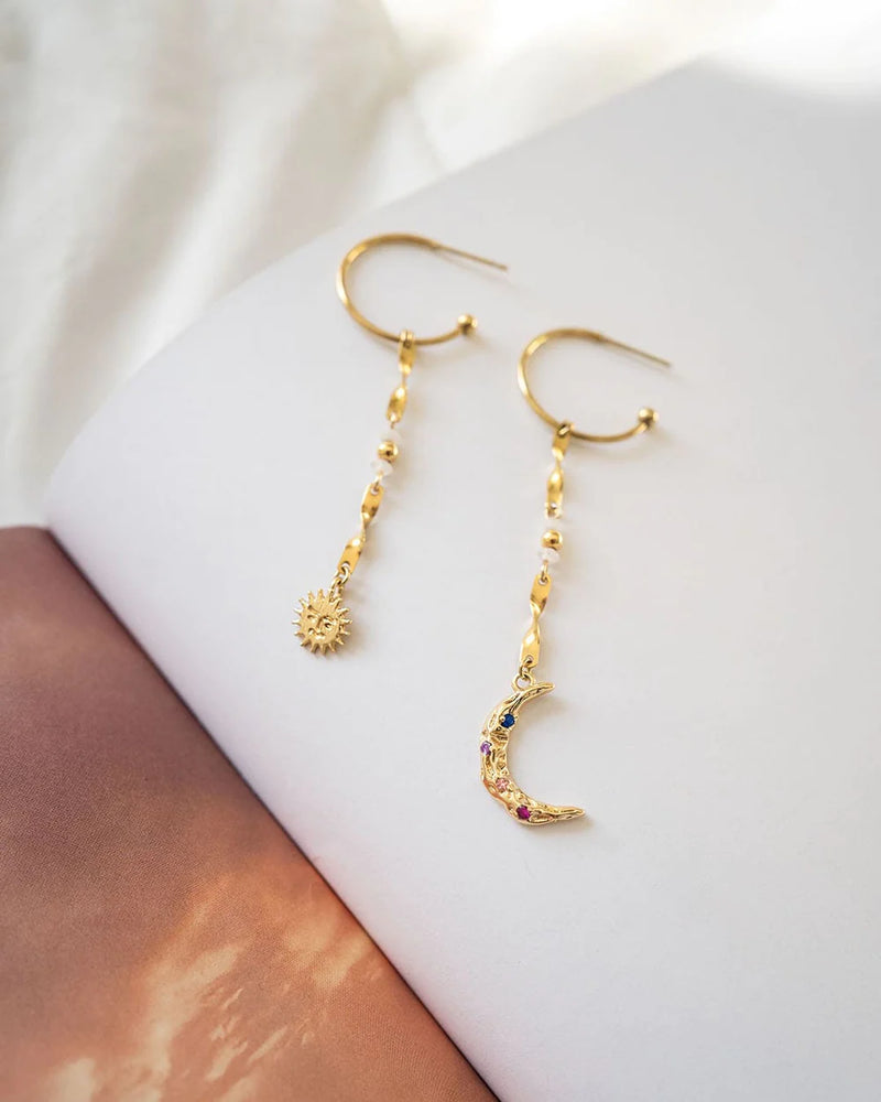 MINUIT | GOLD SUN & MOON EARRINGS