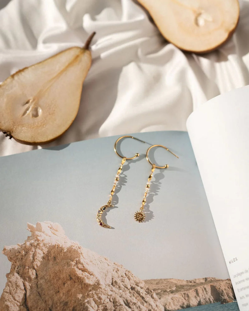 MINUIT | GOLD SUN & MOON EARRINGS