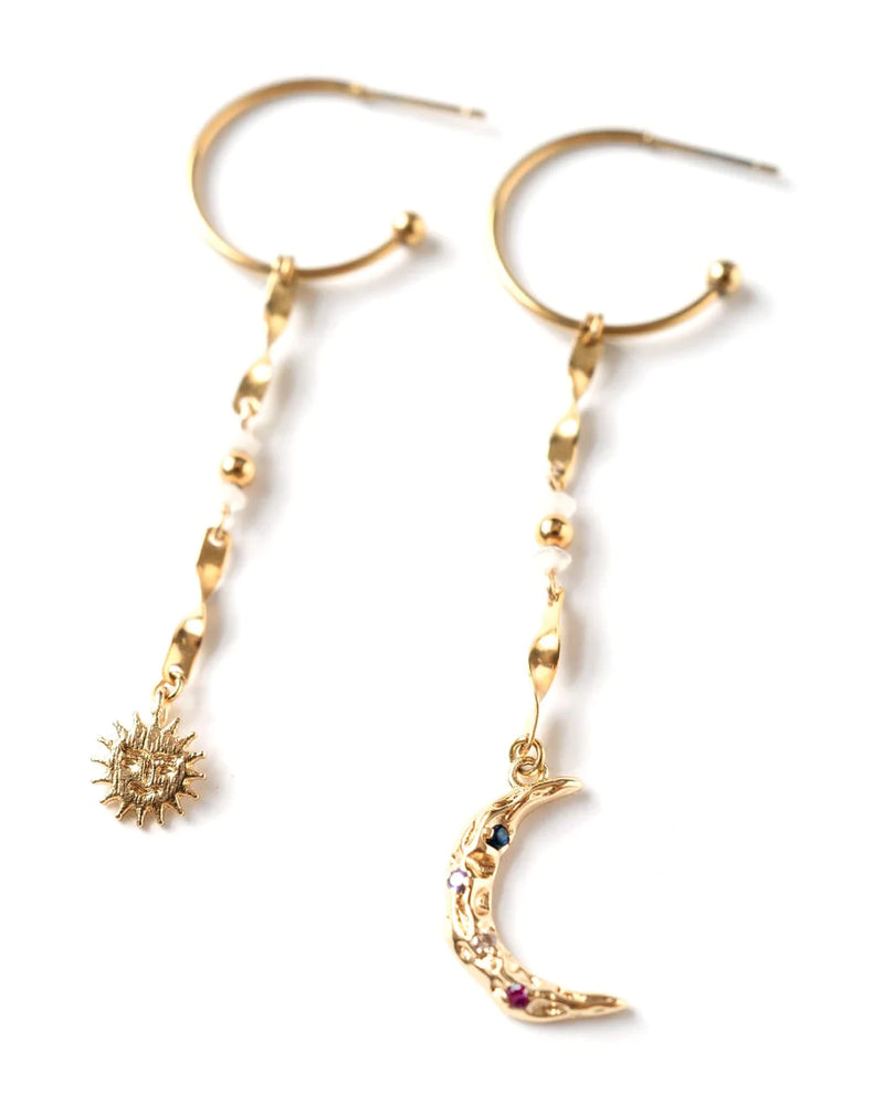 MINUIT | GOLD SUN & MOON EARRINGS