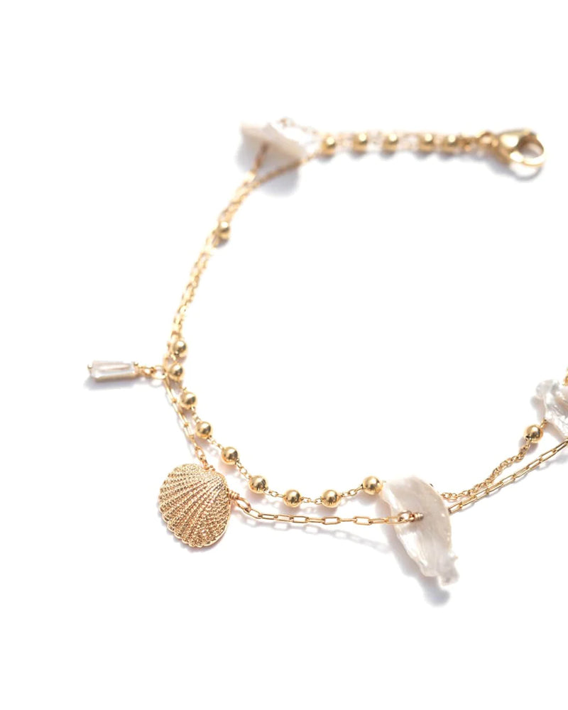 SHELLY | GOLD PEARL & SHELL ANKLET