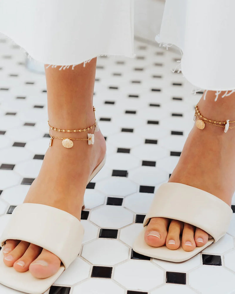 SHELLY | GOLD PEARL & SHELL ANKLET
