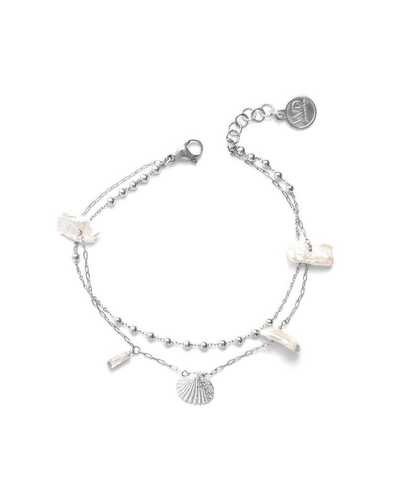 SHELLY | SILVER PEARL & SHELL ANKLET