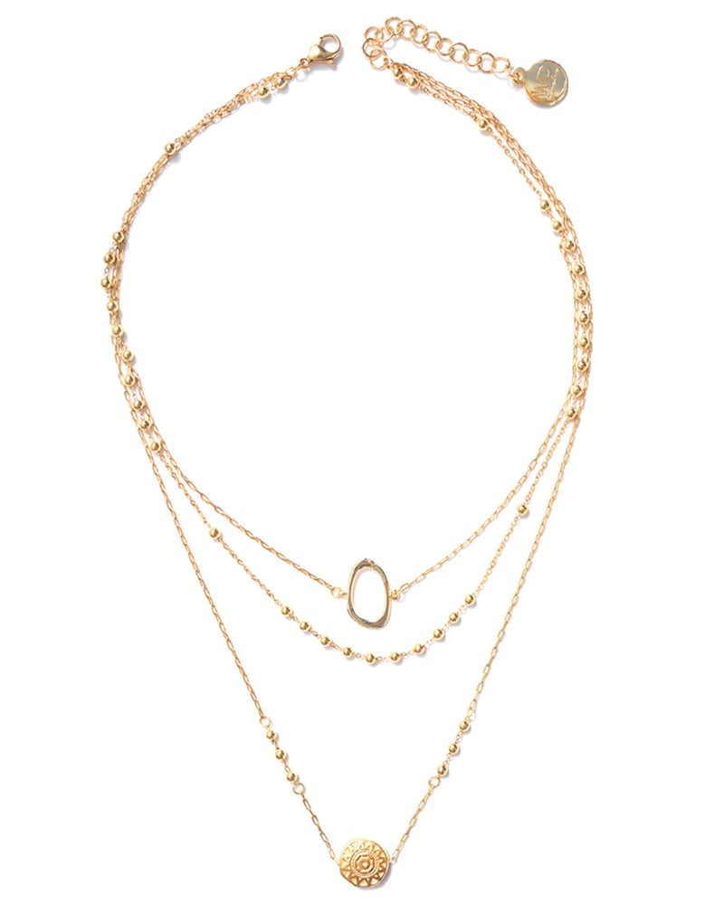 HELIOS | GOLD LAYERED BEADS & MEDALLIONS NECKLACE
