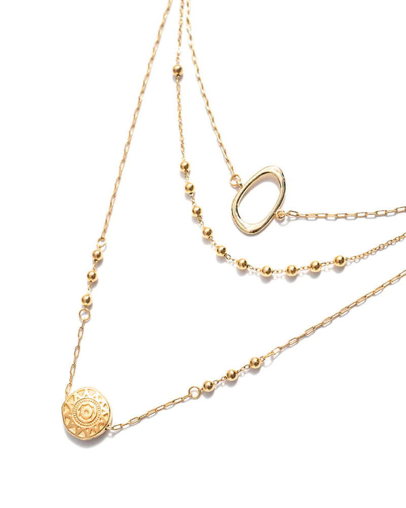 HELIOS | GOLD LAYERED BEADS & MEDALLIONS NECKLACE