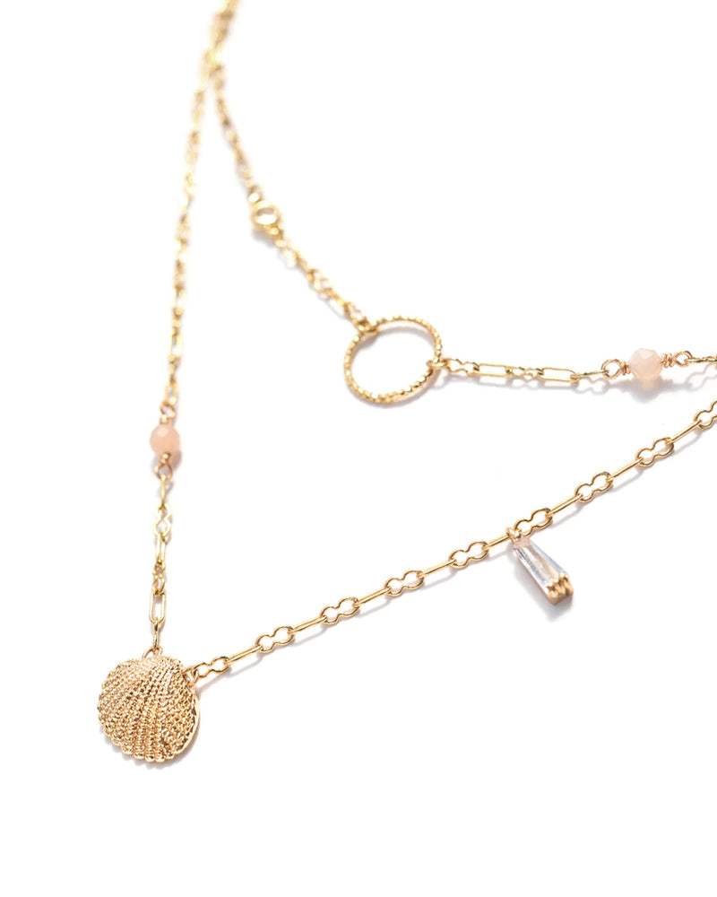 CLAM | GOLD SHORT LAYERED SHELL NECKLACE