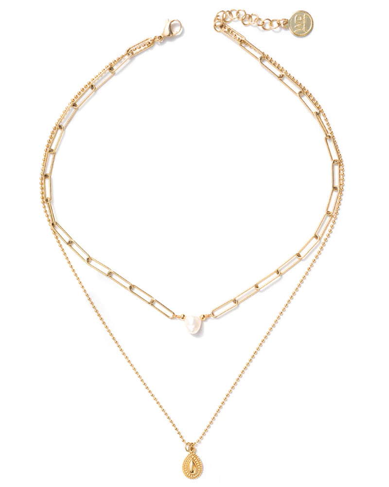 ARKO | GOLD SHORT LAYERED PEARL NECKLACE