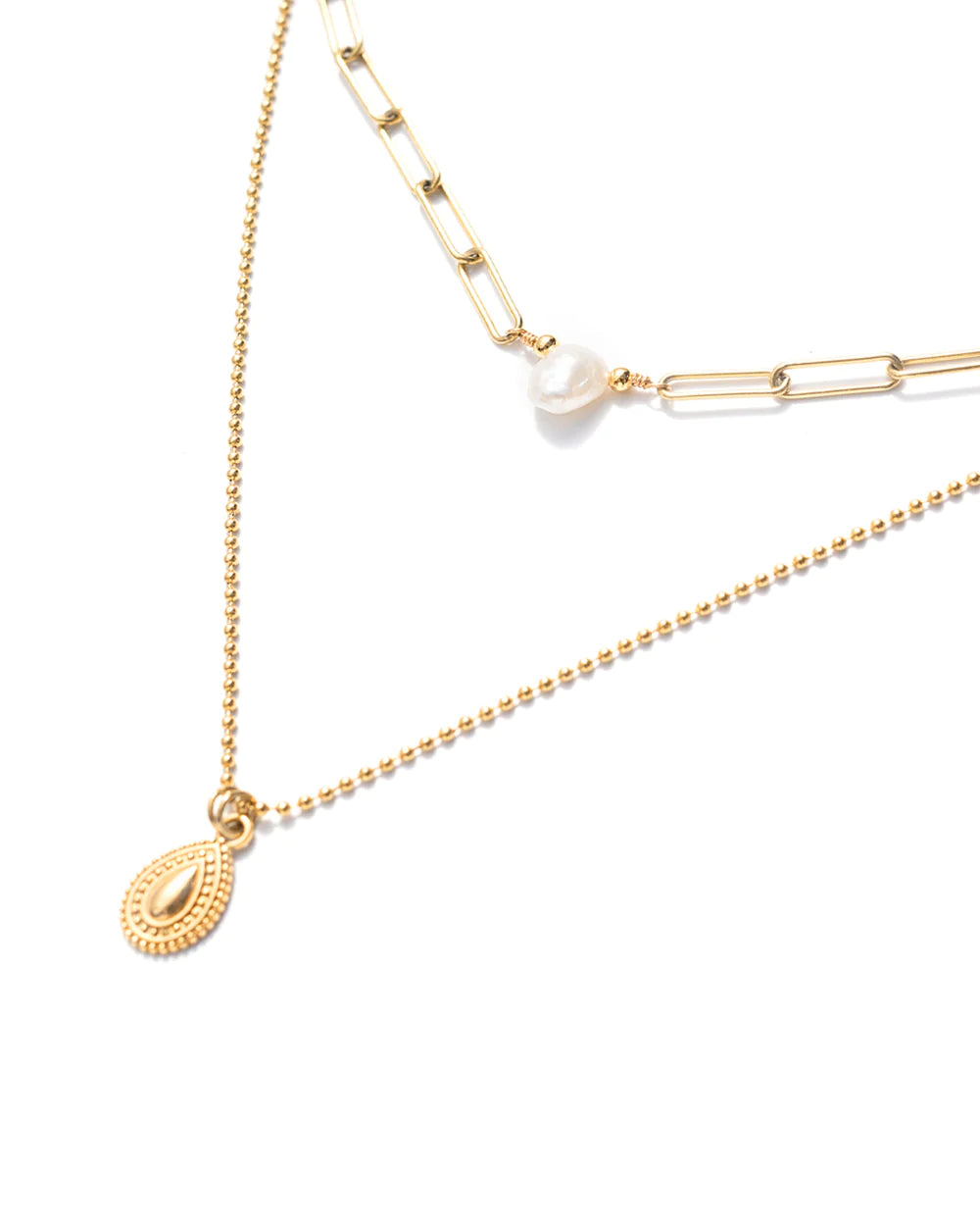 ARKO | GOLD SHORT LAYERED PEARL NECKLACE