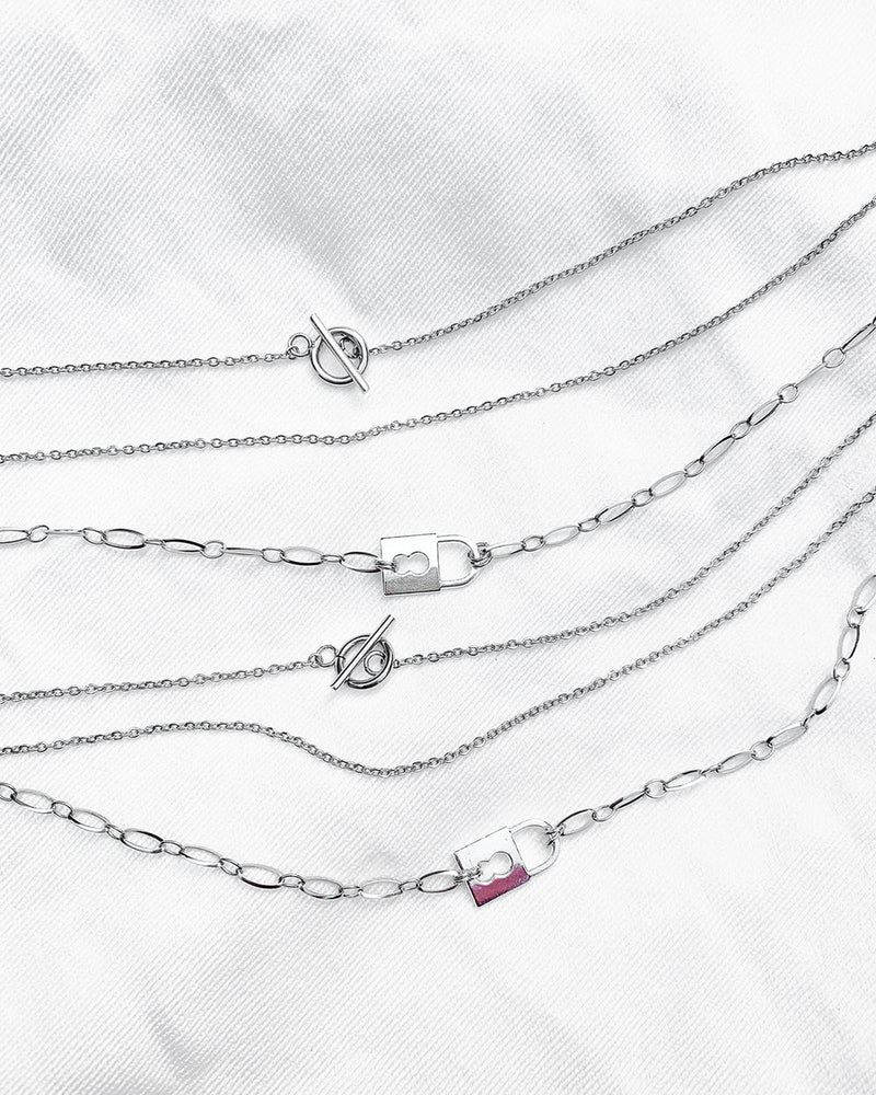 LUCK | SILVER PADLOCK NECKLACE SET