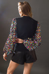 Multi-Color Sequin Sleeve Top