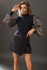 Multi-Color Sequin Sleeve Top