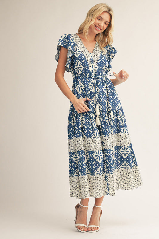 Boho Floral Short Sleeve Maxi Dress