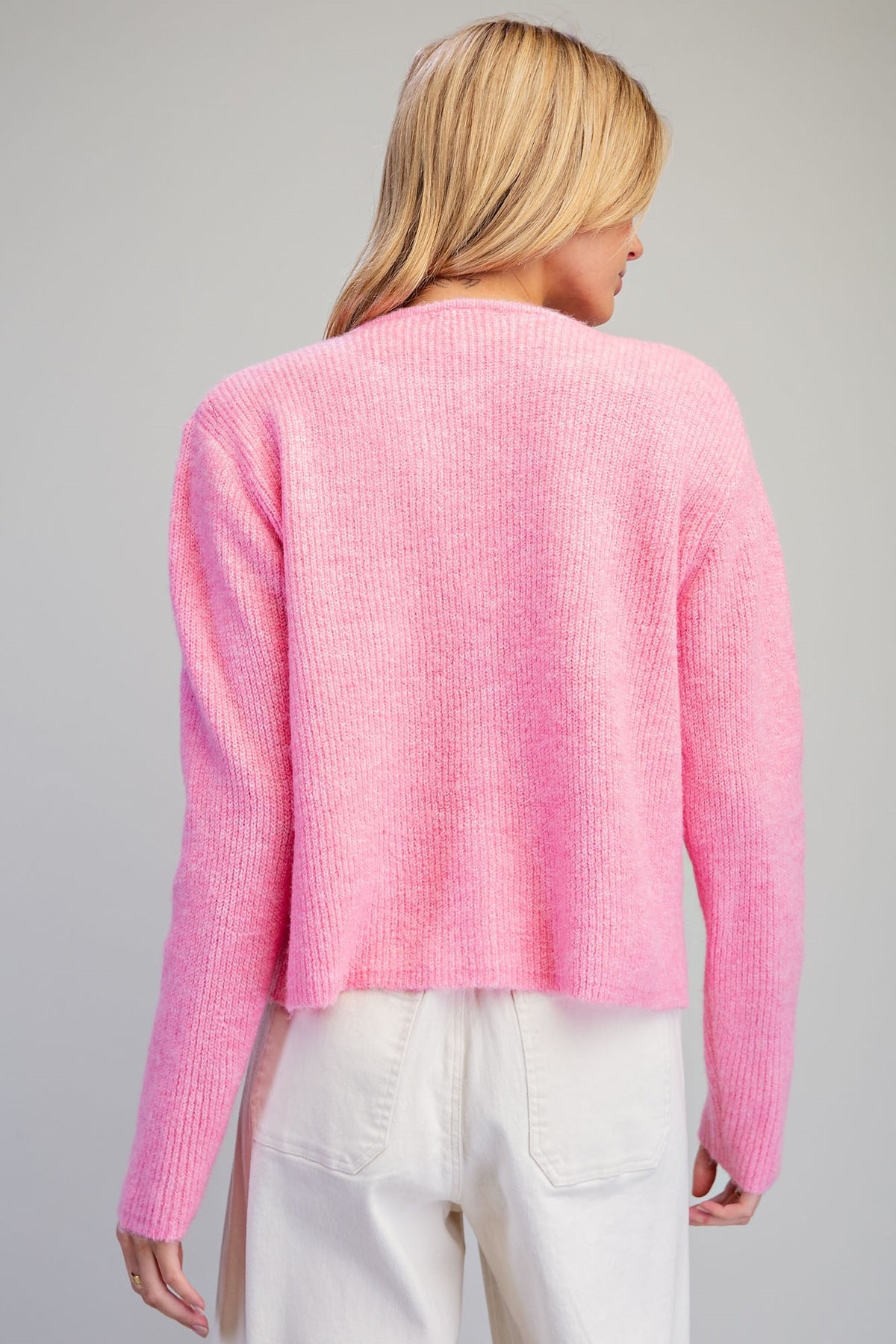 Flower Button Candy Pink Cardigan
