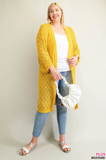 Pointelle Detail Open Cardigan (Plus Size)