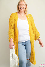 Pointelle Detail Open Cardigan (Plus Size)