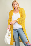 Pointelle Detail Open Cardigan (Plus Size)