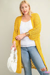Pointelle Detail Open Cardigan (Plus Size)