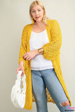 Pointelle Detail Open Cardigan (Plus Size)