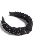 Knotted Sequin Headband - Black