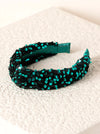 Knotted Sequin Headband - Green