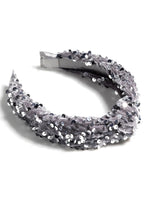 Knotted Sequin Headband - Grey