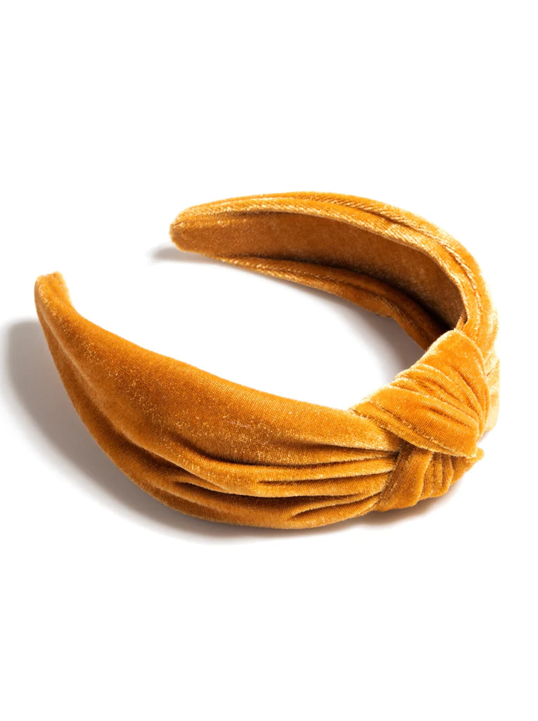 Knotted Velvet Headband - Gold