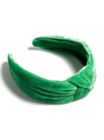 Knotted Velvet Headband - Green