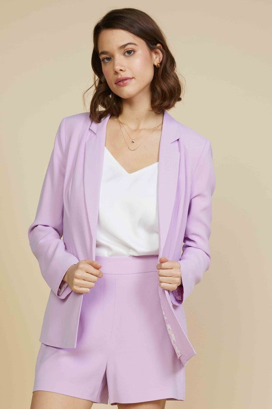 Long Sleeve Welt Pocket Blazer (Lavender)