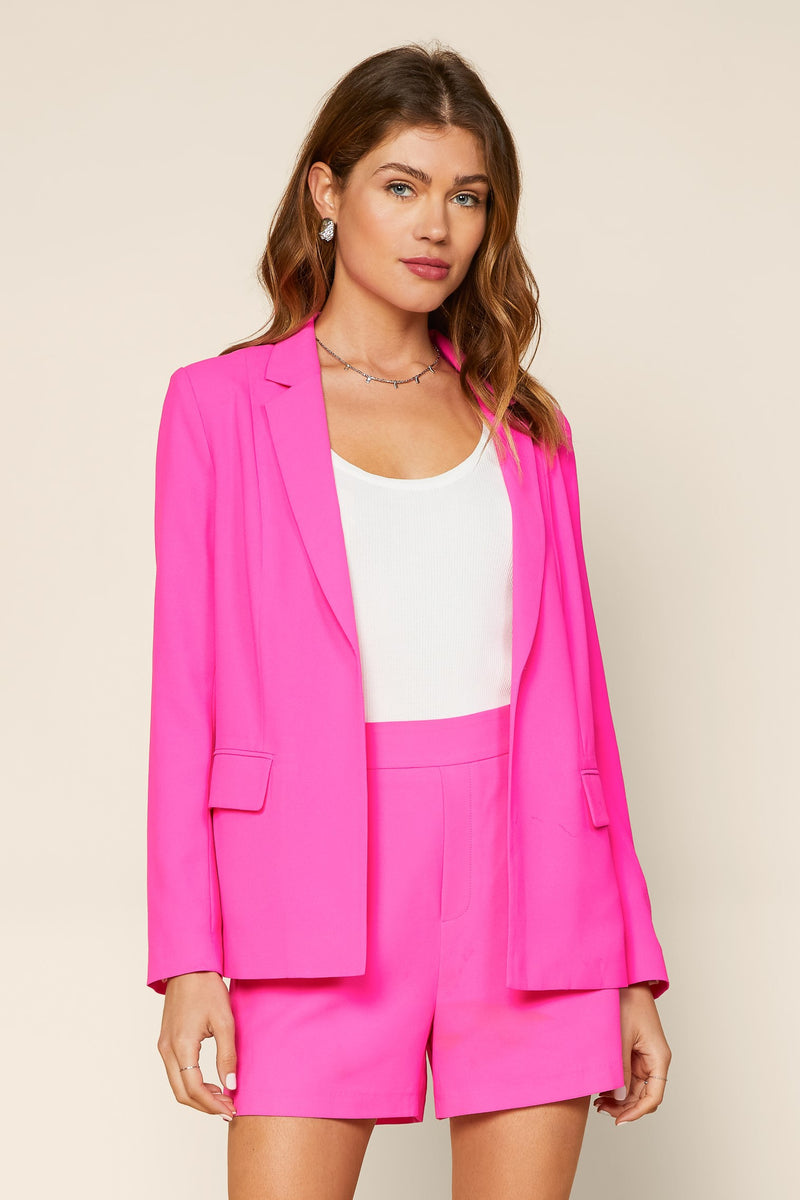 Long Sleeve Welt Pocket Blazer (Ultra Pink)