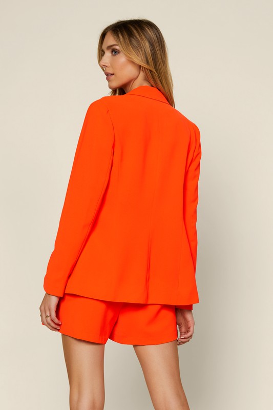 Long Sleeve Welt Pocket Blazer (Neon Orange)