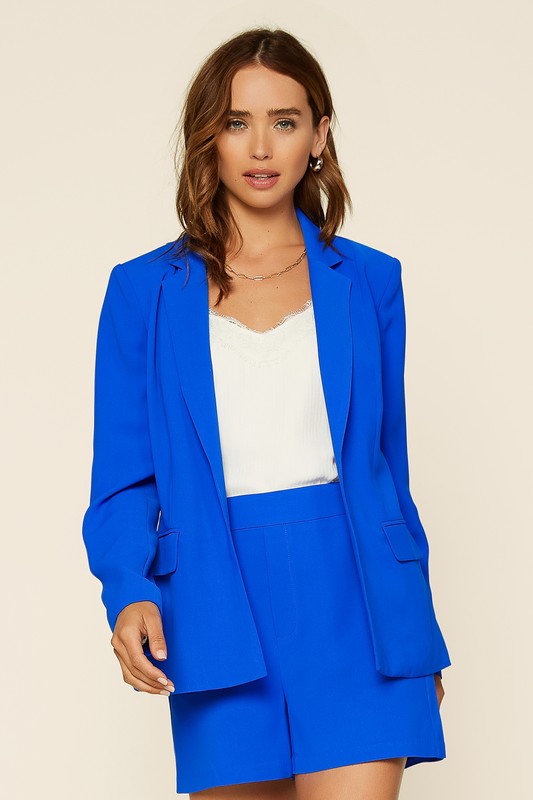 Long Sleeve Welt Pocket Blazer (Neon Blue)