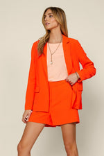 Long Sleeve Welt Pocket Blazer (Neon Orange)