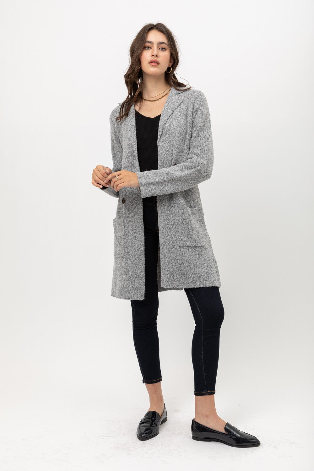 Cozy Front Pocket Open Cardigan
