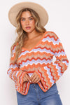 Bell Sleeve Knit V-Neck Top