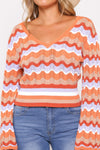 Bell Sleeve Knit V-Neck Top