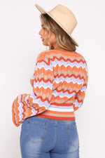 Bell Sleeve Knit V-Neck Top