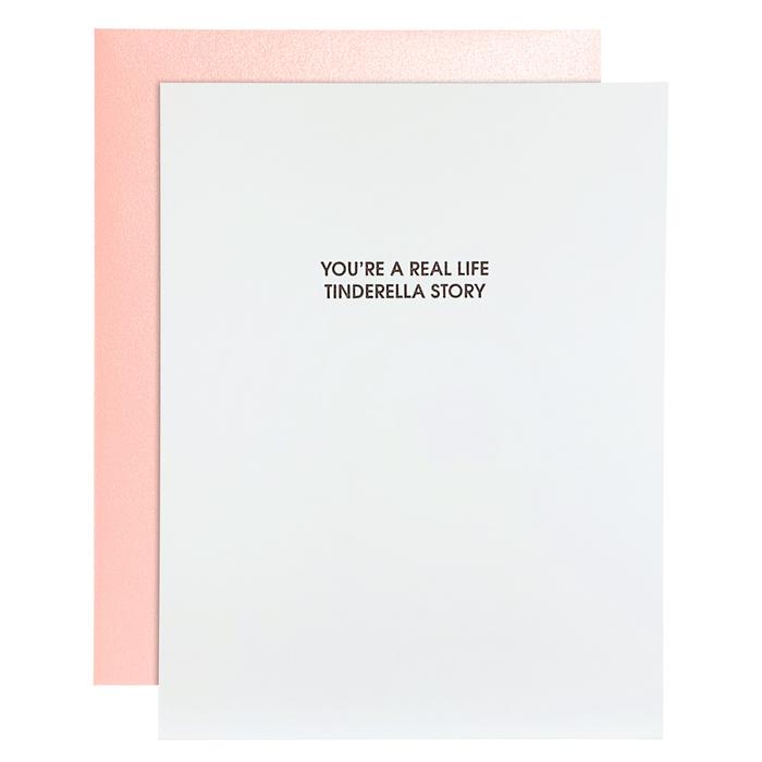 "You're A Real Life Tinderella Story" Wedding Card