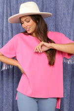 Back Sequin Fringe Short Sleeve Top