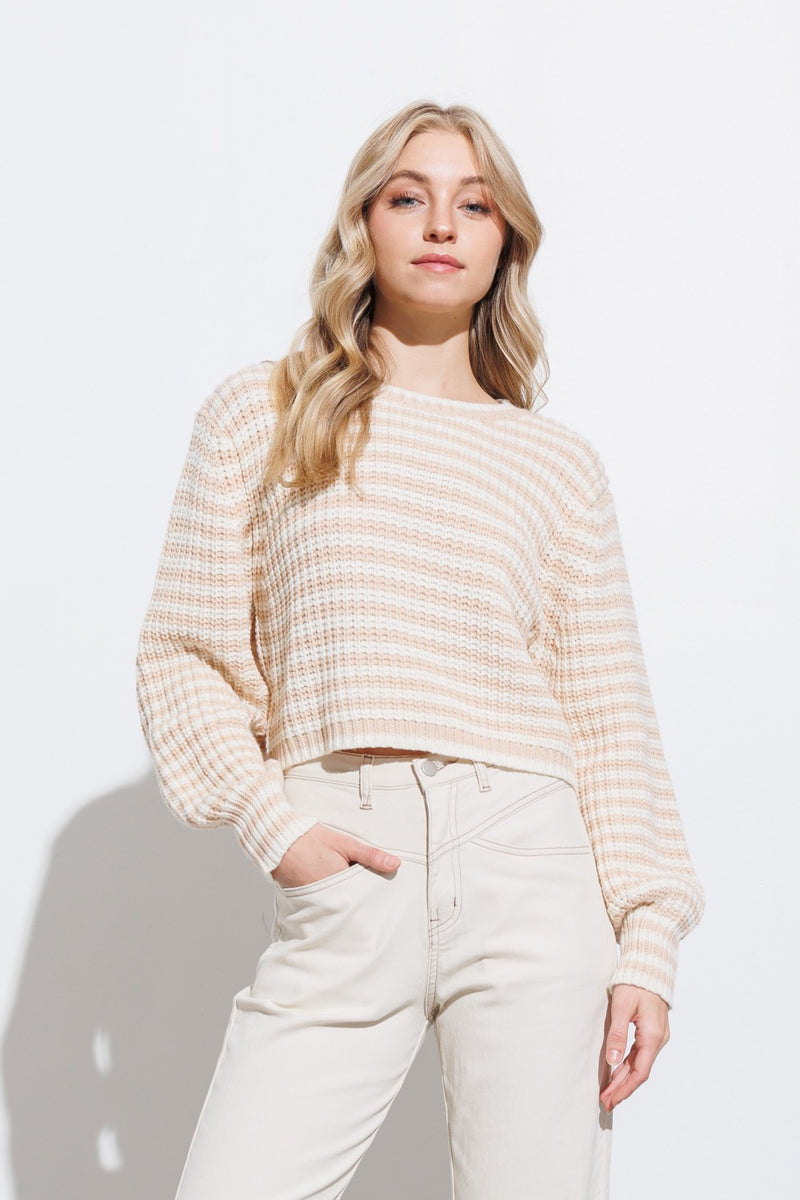 Peach Stripe Knit Pullover