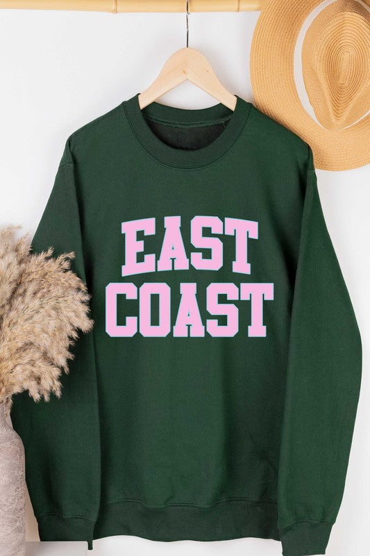 "East Coast" Block Print Unisex Graphic Sweatshirt (Hunter Green)