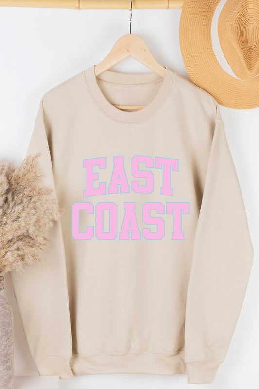"East Coast" Block Print Unisex Graphic Sweatshirt (Sand)