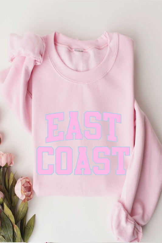 "East Coast" Block Print Unisex Graphic Sweatshirt (Light Pink)