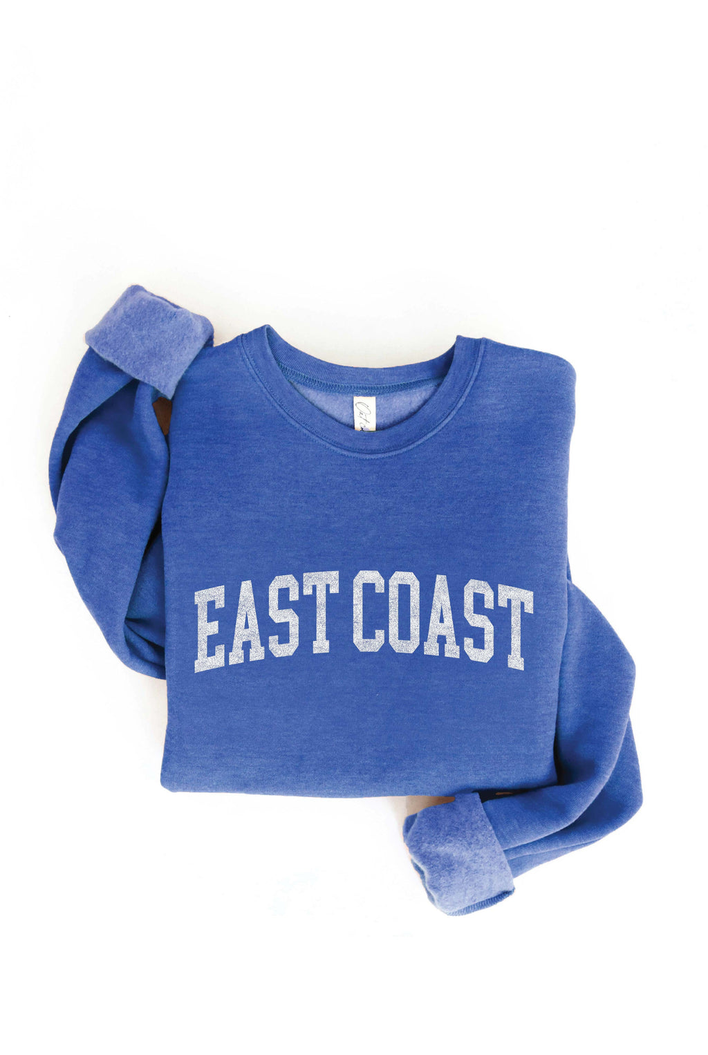 "East Coast" Block Font Graphic Sweatshirt (Heather Royal)