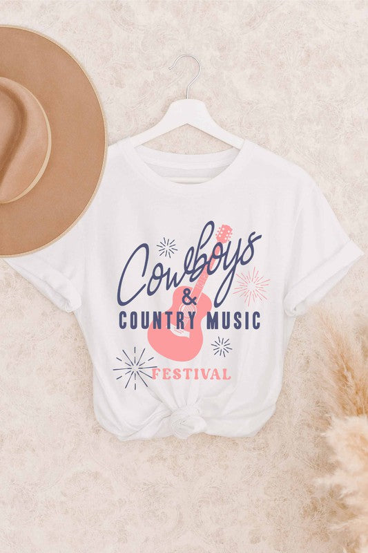"Cowboys & Country Music" Festival Unisex Graphic T-Shirt (White)