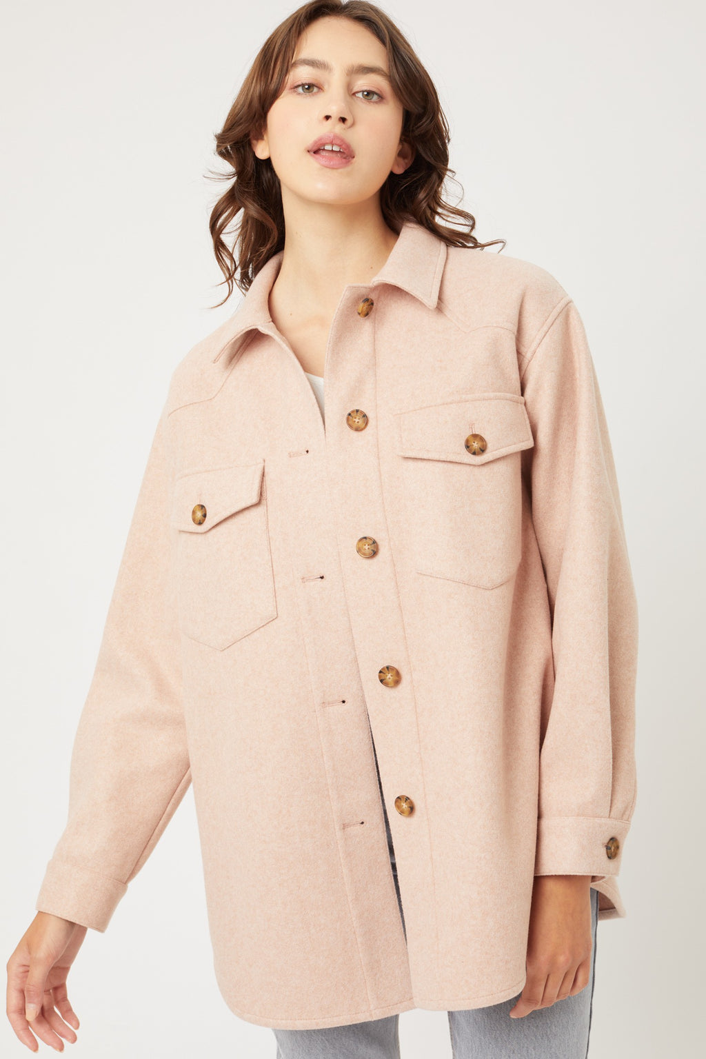 Fleece Oversized Shacket (Mauve)